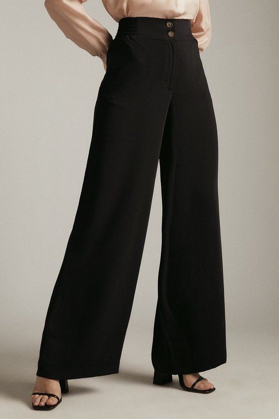 Essential Tailored Wide Leg Woven Pants | Karen Millen US