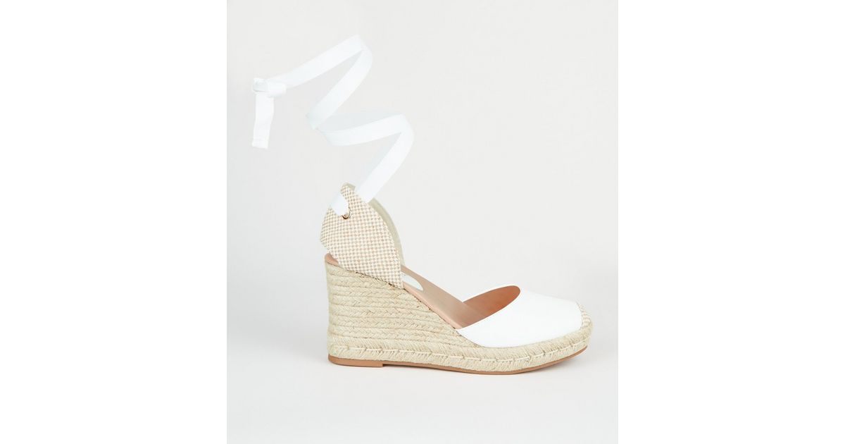 White Ankle Tie Espadrille Wedges
						
						Add to Saved Items
						Remove from Saved Items | New Look (UK)