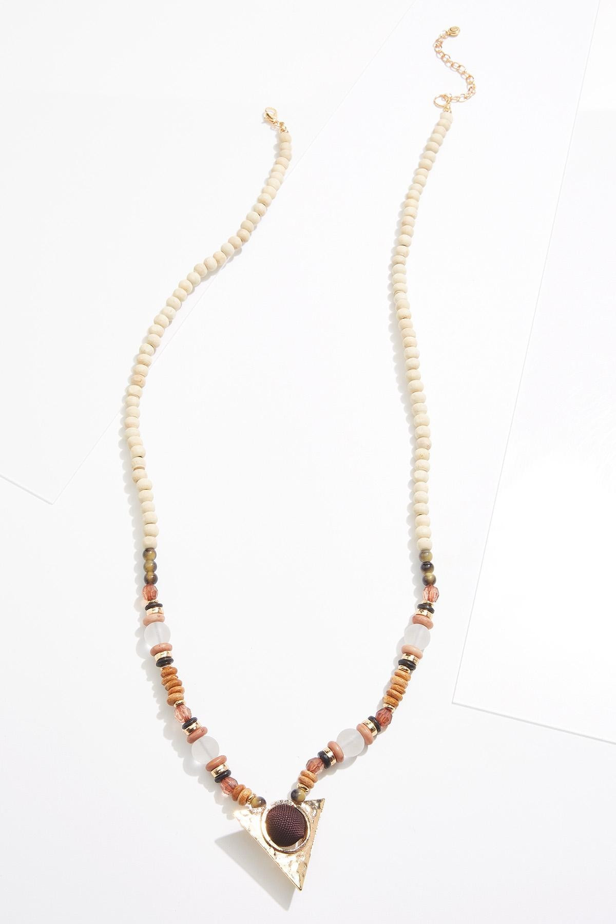 Triangle Pendant Wood Necklace | Cato Fashions