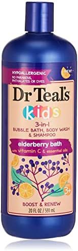 Dr Teal's Kids 3 in 1 Elderberry Bubble Bath, Body Wash & Shampoo with Vitamin C & Essential Oils... | Amazon (US)