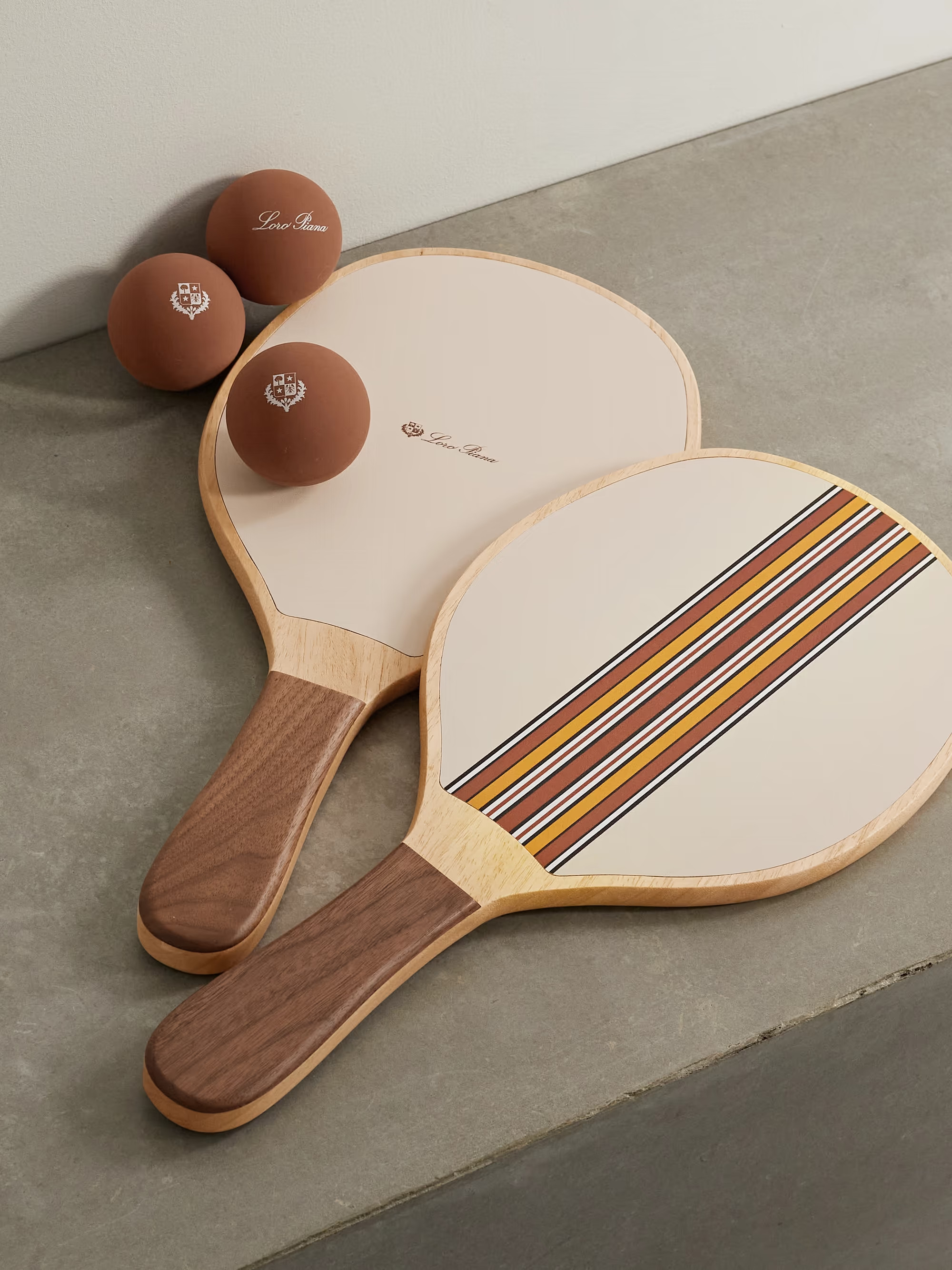 The Suitcase Stripe wood and leather paddleball set | NET-A-PORTER (US)