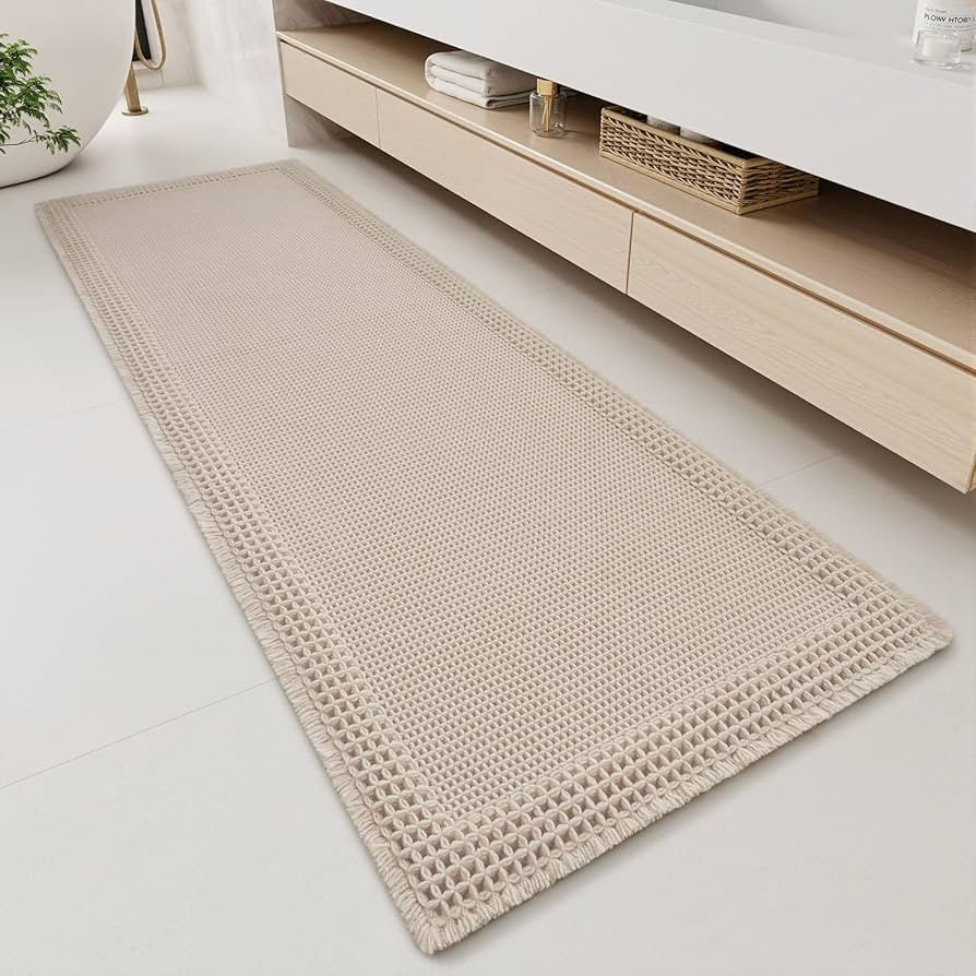 RESARE Waffle Bathroom Runner Rugs, Super Absorbent Bath Mat Non Slip Washable Quick Dry, Upgrade... | Amazon (US)