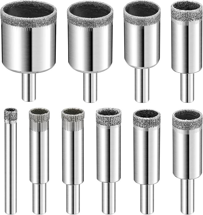 Diamond Drill Bits Set, 10 PCS Diamond Hole Saw Set, Glass Drill Bit for Ceramic Tile Porcelain M... | Amazon (US)
