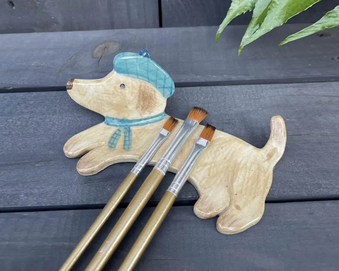Handmade Ceramic Dachshund Paint Brush Rest: French Artist Pal - Etsy | Etsy (US)