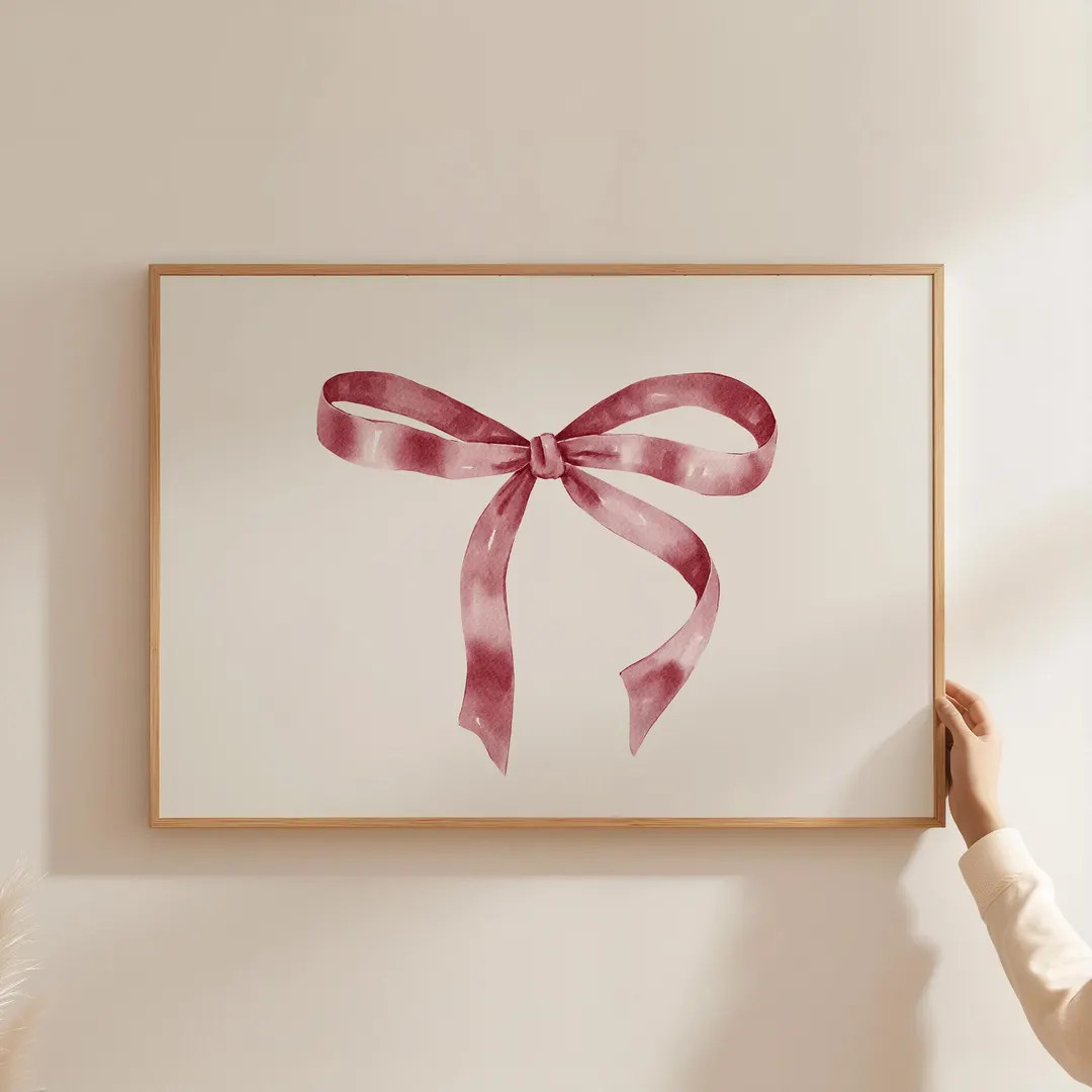 Coquette Bow Print, Contemporary Art Print, Balletcore Wall Art Decor, Watercolor Bow Prints, Tre... | Etsy (US)