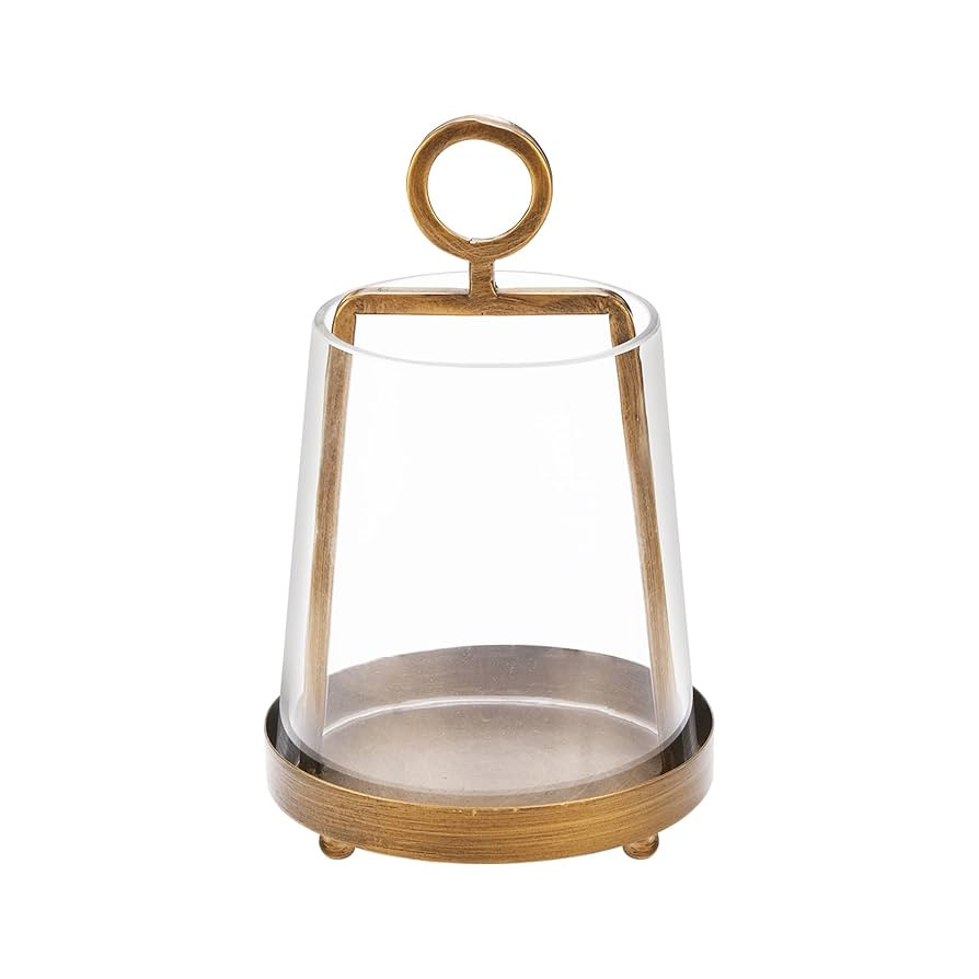 6" Wide Modern Farmhouse Metal Hurricane Candle Holder with Handmade Sturdy Glass Sleeve in Antiq... | Amazon (US)
