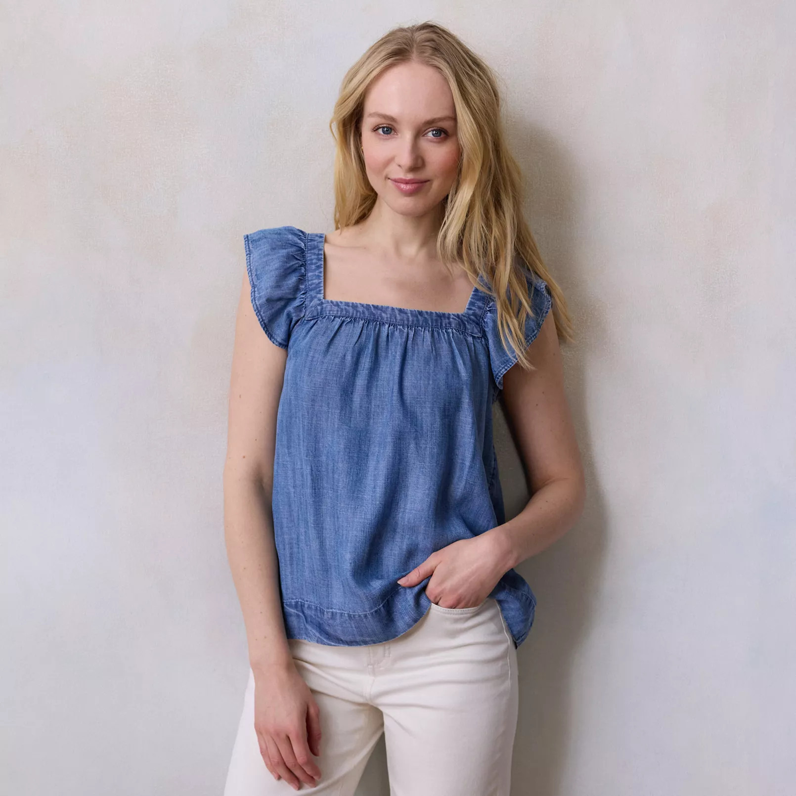 Women's LC Lauren Conrad Ruffle Front Pintuck Tank Top | Kohl's