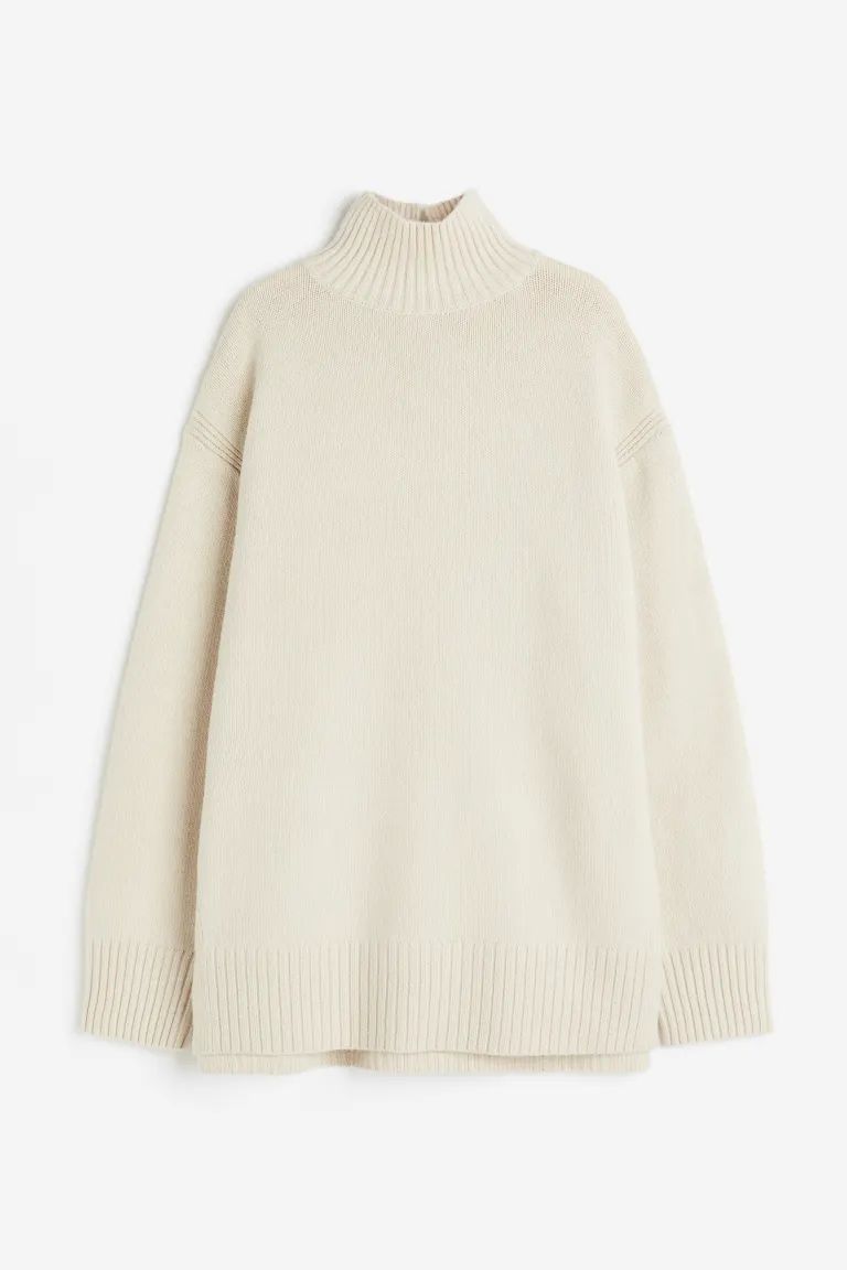 Oversized Turtleneck Sweater - Gray melange - Ladies | H&M US | H&M (US + CA)