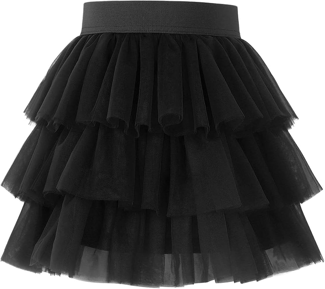 Noomelfish Girls Layered Tutu Skirt Ruffle Tiered Tulle Party Dance Skirts (3-10 Years) | Amazon (US)