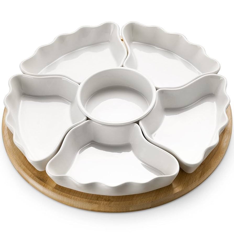 DOWAN 360° Rotatable Serving Tray and Platters, 12 Inch Divided Serving Bowls for Party, Kitchen... | Amazon (US)