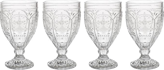 Fitz and Floyd 83-001 Trestle Glassware Ornate Goblets, Set of 4, Clear | Amazon (US)
