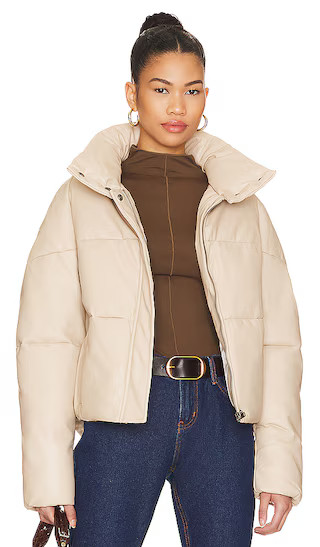 Jemma Faux Leather Puffer in Peyote | Revolve Clothing (Global)