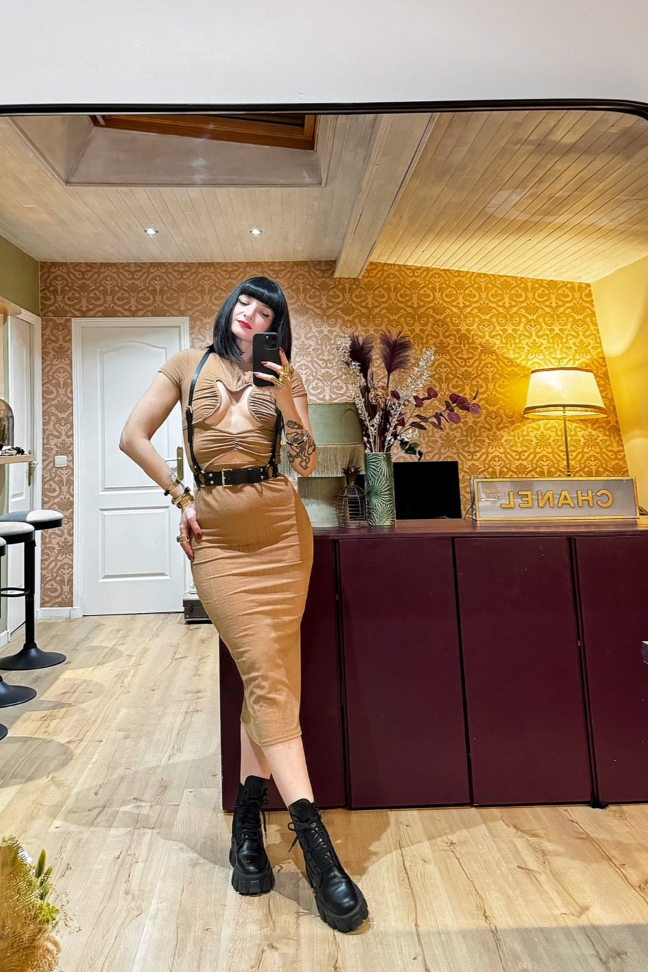 Cutout pencil dress and leather harness 

#LTKparties #LTKfindsunder50 #LTKSeasonal