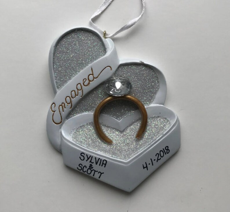 Gold Engagement Ring Personalized Keepsake Christmas Ornament - Etsy | Etsy (US)