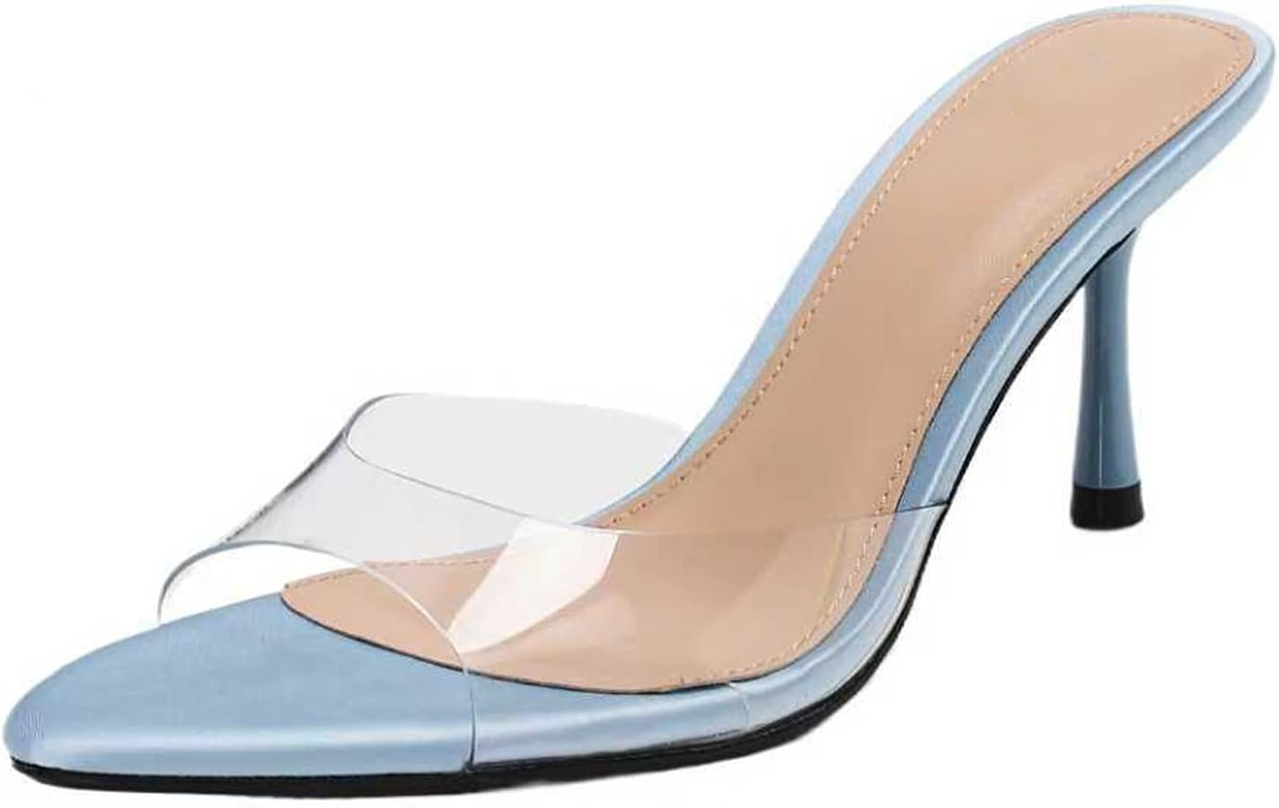 Women's Clear Backless Stilettos Heel Sandals Fashion Pointed Open Toe Slip On High Heel Dress Mu... | Amazon (US)