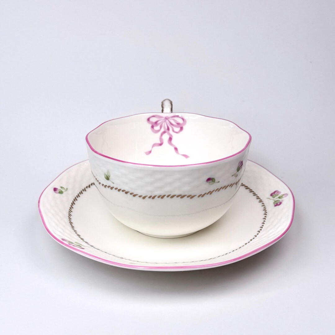 Elegant Vintage 1980s Lenox petite Suite Teacup and Saucer Set, Pink Bow Accent, Fine Bone China,... | Etsy (US)