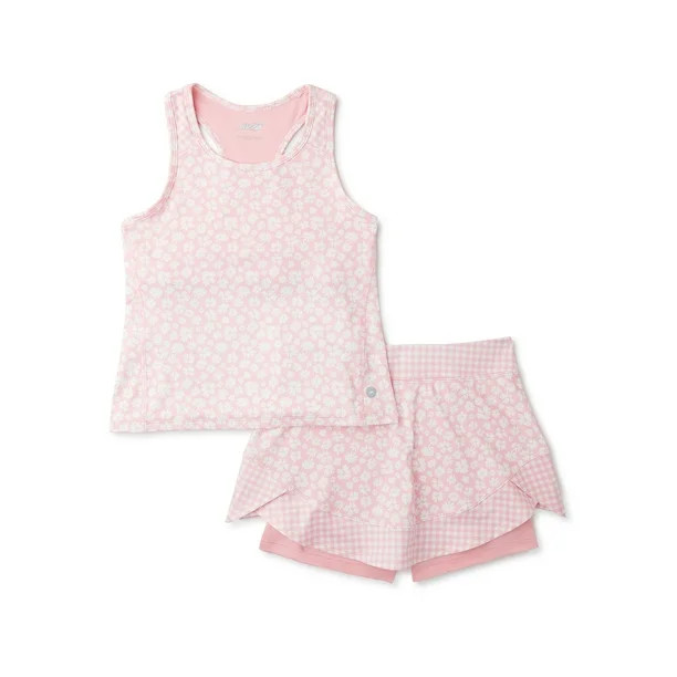 Avia Girls Active Racerback Tank Top and Skort, 2-Piece Set, Sizes 4-18 & Plus - Walmart.com | Walmart (US)