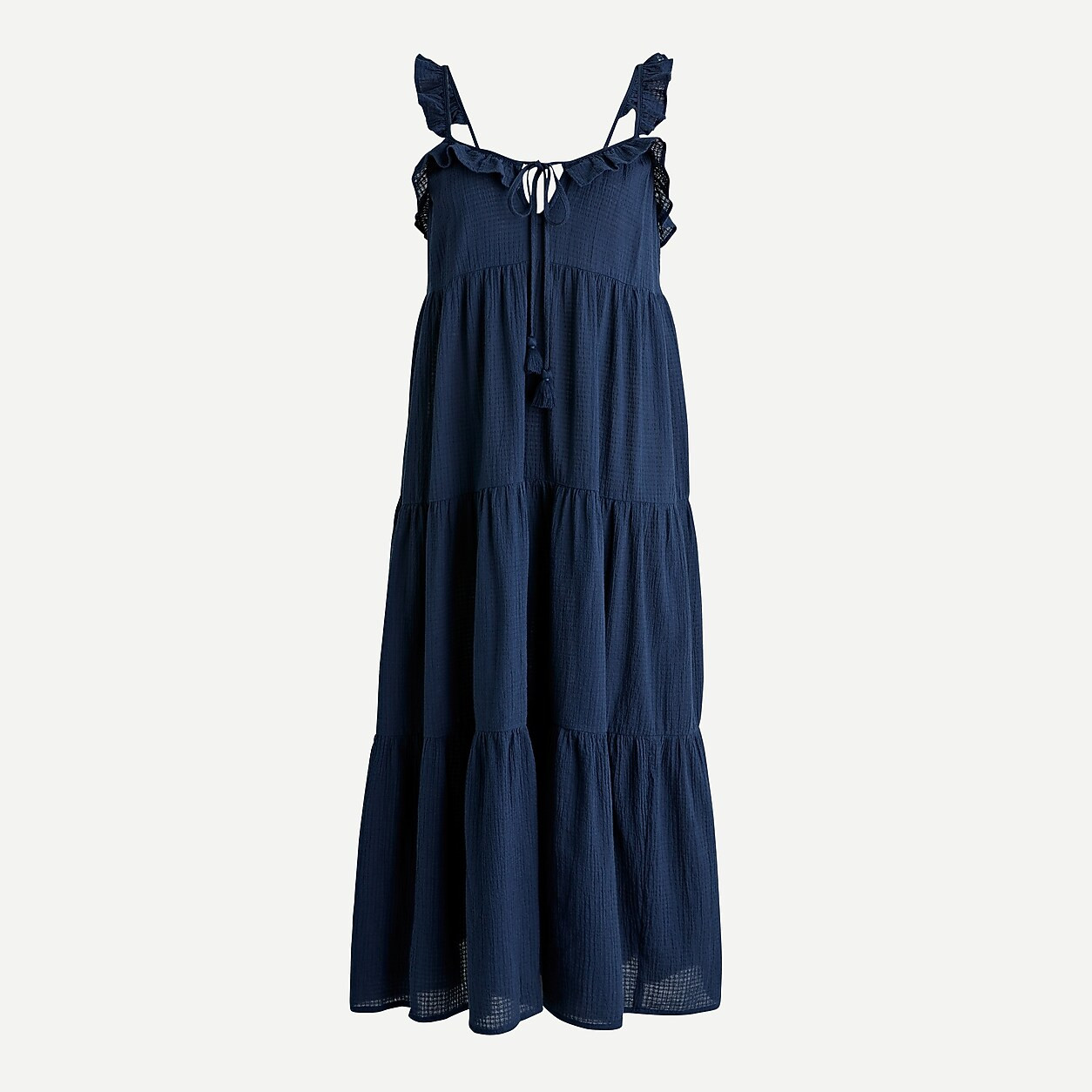 Tiered ruffle maxi beach dress in crinkle cotton | J. Crew US