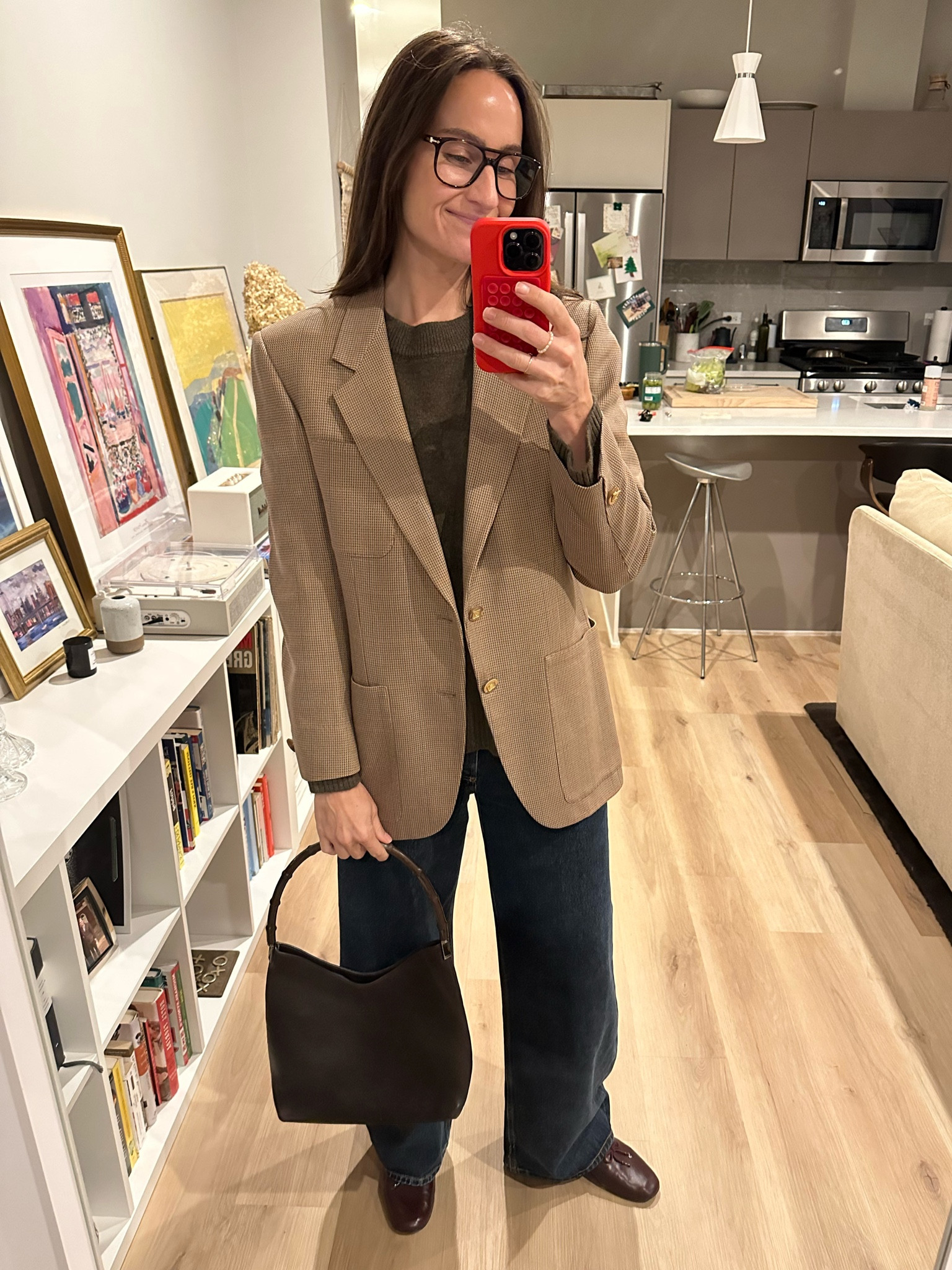 Fall fit #blazeroutfit #denim #balletflat