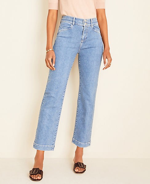 Sculpting Pocket Easy Straight Jeans in Light Indigo Wash | Ann Taylor | Ann Taylor (US)