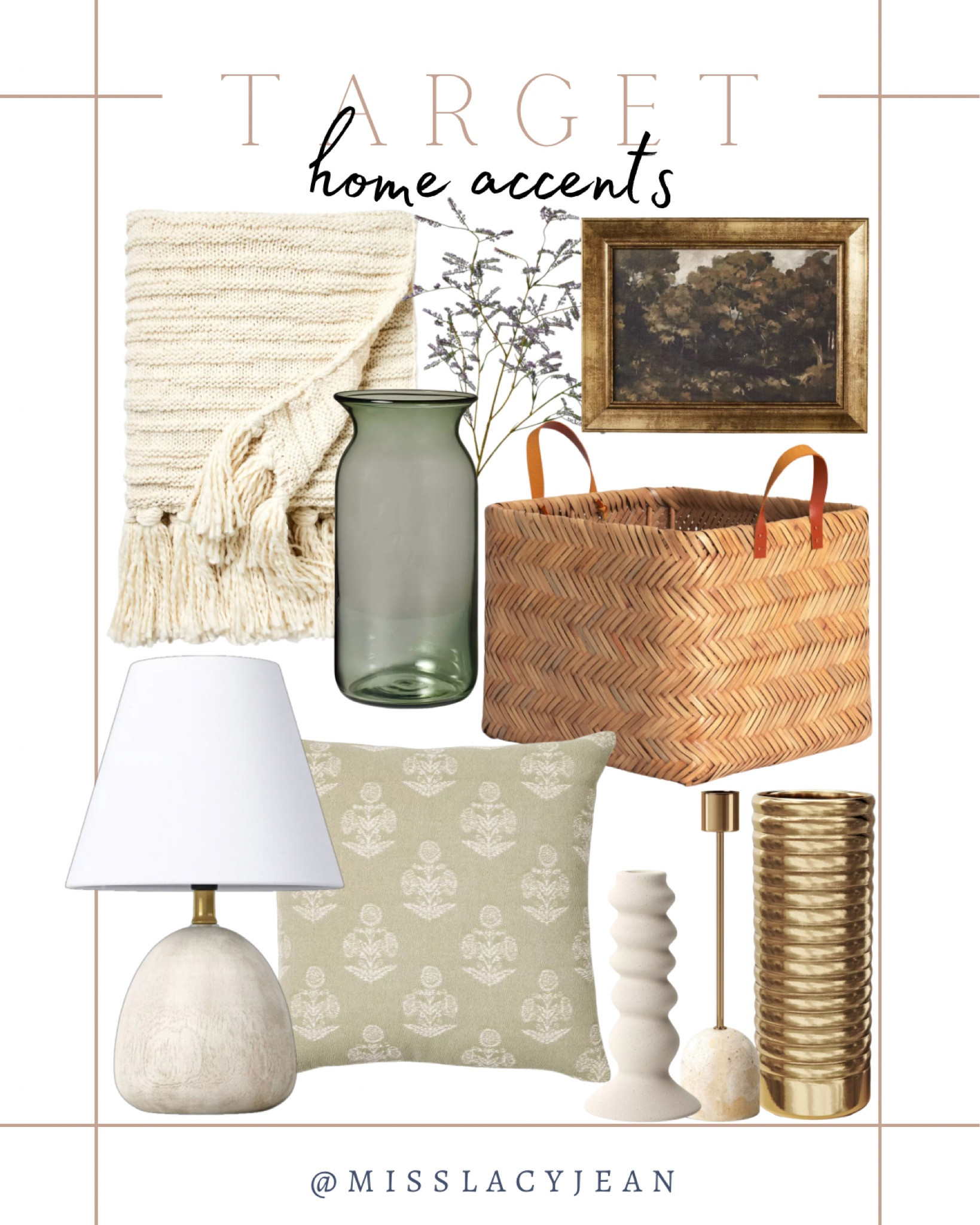 Target home finds include vase, throw blanket, wall art, basket, faux stem, throw pillow, table lamp, gold vade, candle holders

Home decor, home accents, Target finds, Target home finds

#LTKfindsunder50 #LTKstyletip #LTKhome