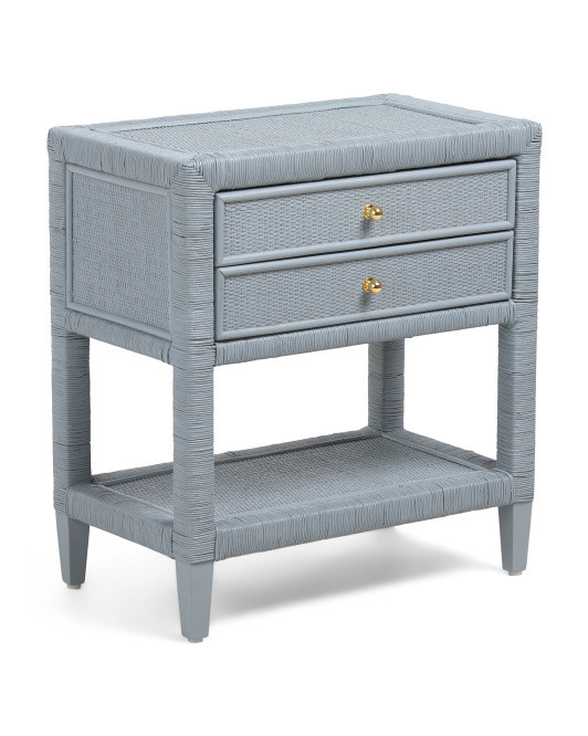 24x14x26 Rattan 2 Drawer Accent Table | TJ Maxx
