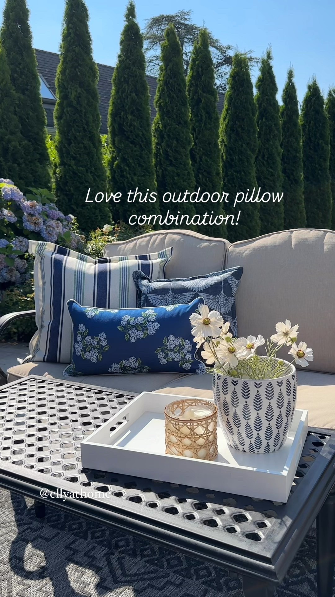 Beautiful waterproof outdoor throw pillow combination! Shop pretty blue and white vase💙🤍 shop mor Coastal patio pillows and outdoor furniture . Lowe’s, Amazon home. Free shipping. 

#LTKHome #LTKFindsUnder50 #LTKSeasonal