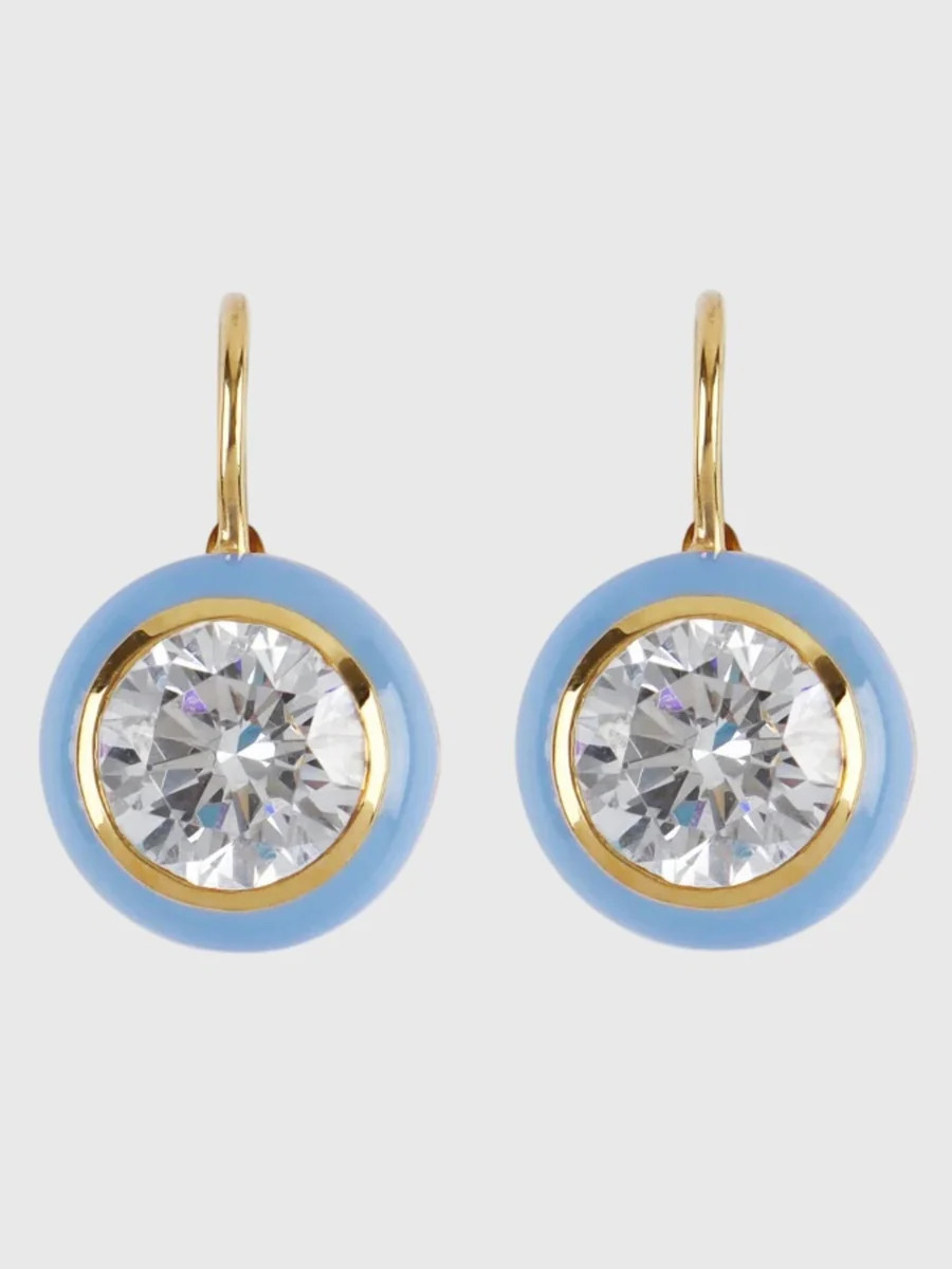 Hart Blue Enamel Bezel Drop Earrings | Saint Bernard