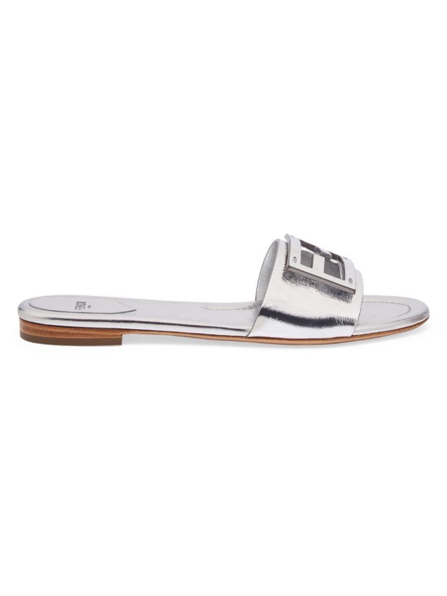 Metallic Leather Logo Slides | Saks Fifth Avenue