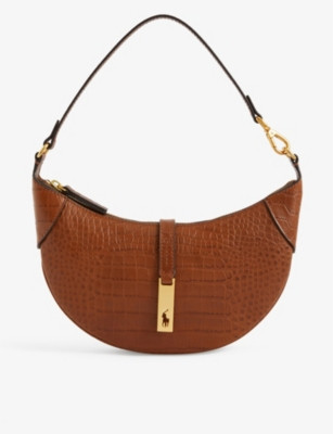 POLO RALPH LAUREN ID croc-embossed leather shoulder bag | Selfridges