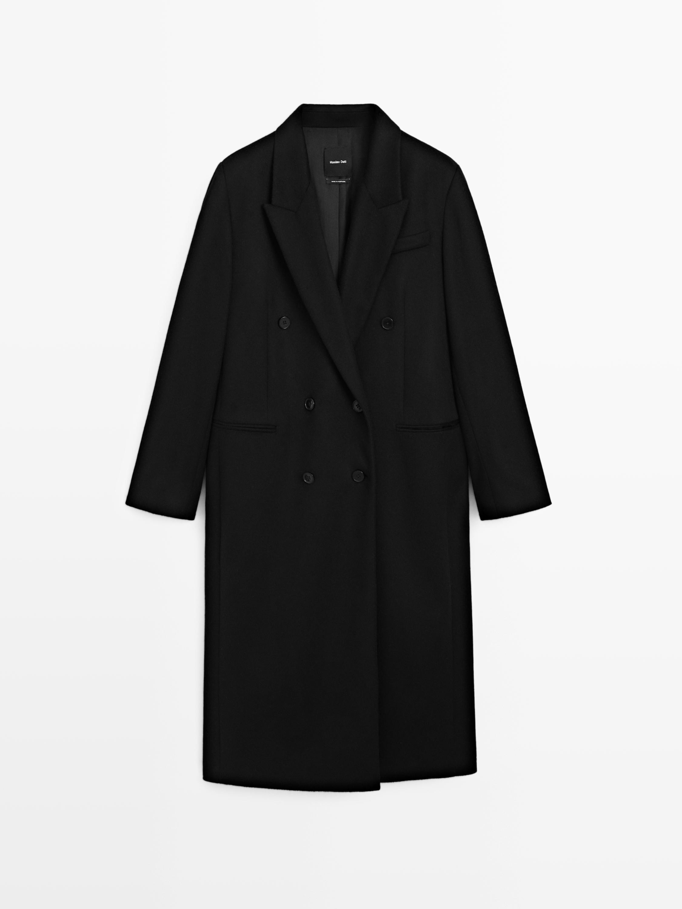 100% wool long double-breasted coat | Massimo Dutti UK