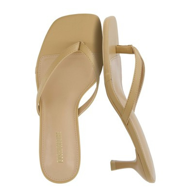 CUSHIONAIRE Women's Miami Kitten heel thong sandals +Memory Foam -Tan 6.5W | Target