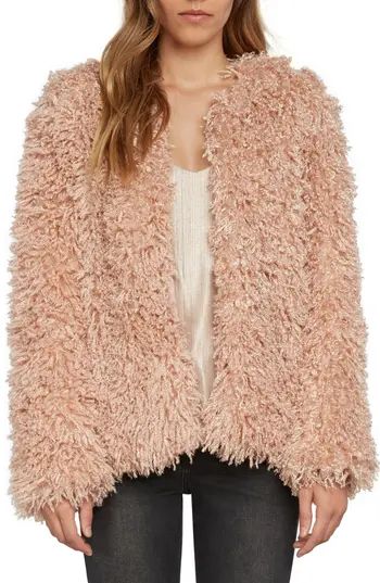 Women's Willow & Clay Shaggy Faux Fur Jacket, Size X-Small - Coral | Nordstrom