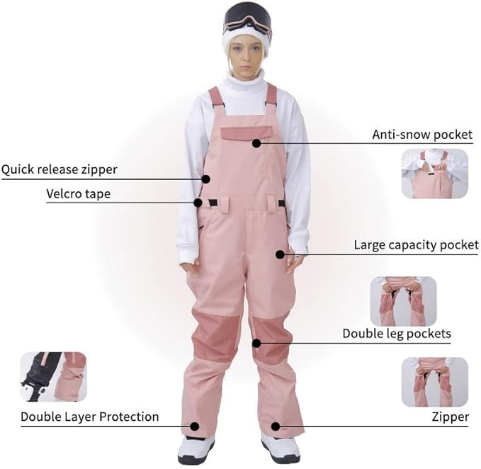 SNOWVERB Women's Men's Winter Outdoor Mountain Snow Snowboard Bibs Outdoor Ripstop Waterproof Adj... | Amazon (US)