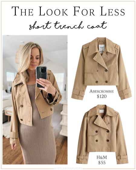 My Abercrombie crop trench coat sold out fast, but found a similar option for half the price at H&M 🧥 

-small A&F trench 
-small dress 

look for less, save vs splurge, spring jacket, spring outfit 

#LTKSeasonal #LTKstyletip