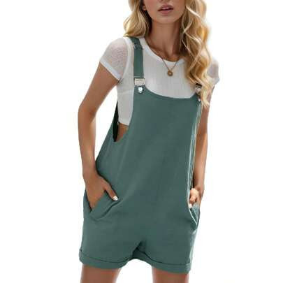 Women's Cotton Short Overalls Casual Summer Shortalls With Pockets | SHEIN