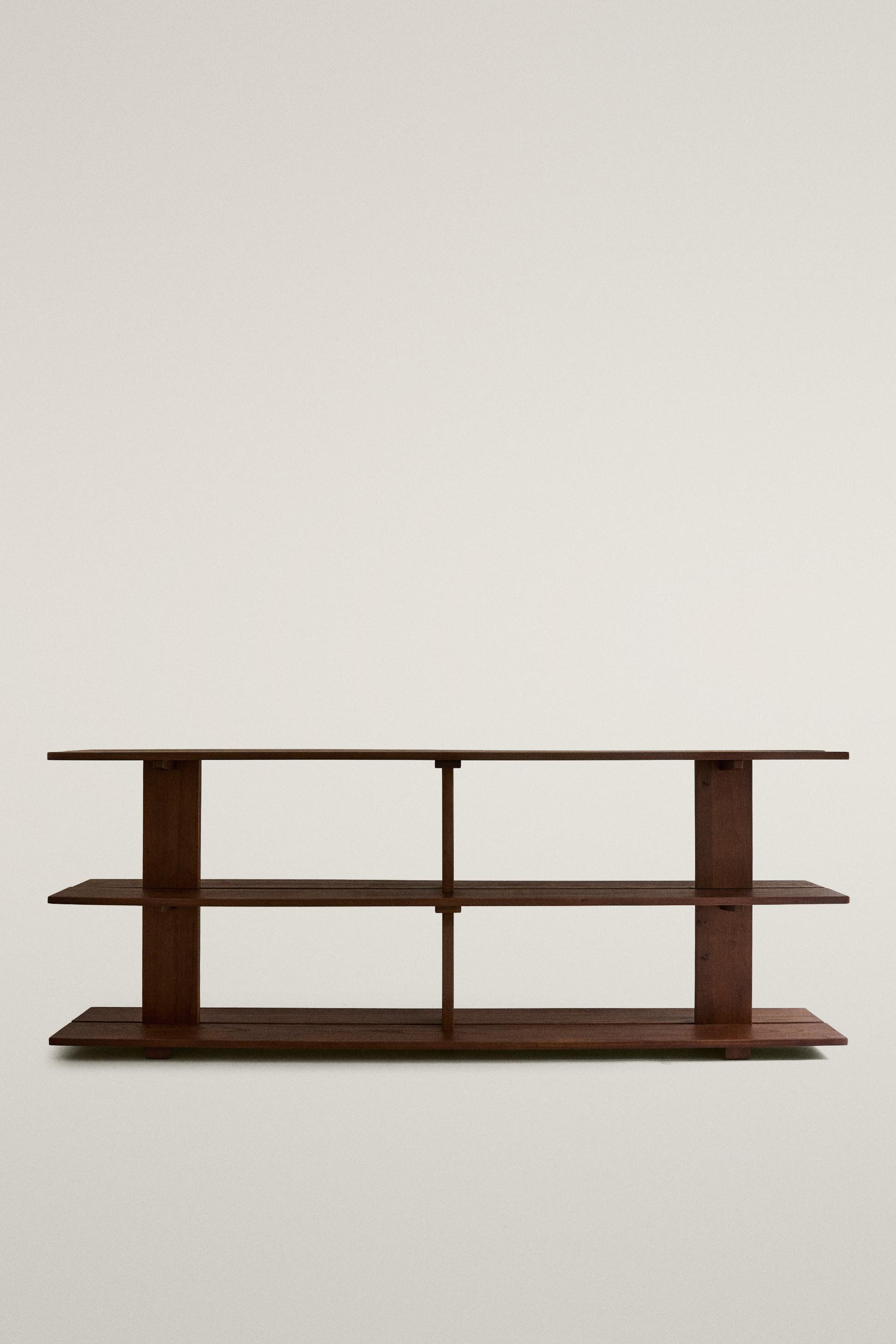 ELM WOOD SHELF WITH THREE SHELVES - Dark brown - ONE SIZE ONLY | Zara US