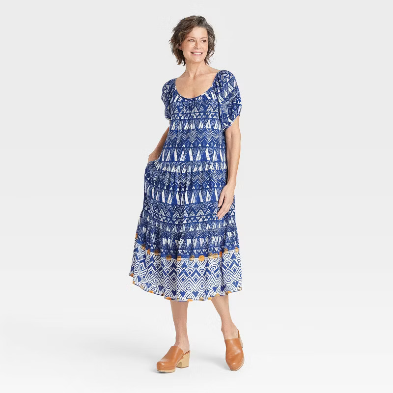 Women's Puff Short Sleeve Tiered A-Line Dress - Knox Rose™ | Target