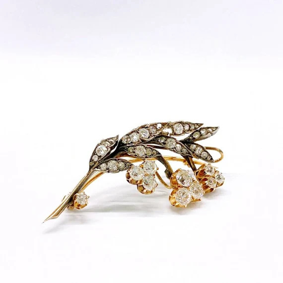 Antique Lily of the valley diamond brooch | Etsy (US)