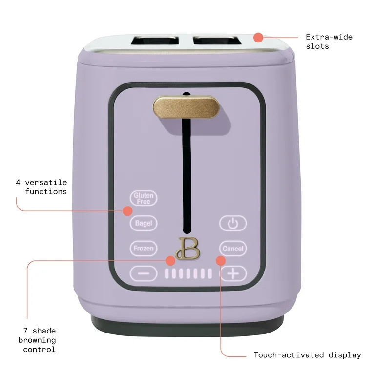 Beautiful 2 Slice Toaster with Touch-Activated Display, Lavender by Drew Barrymore - Walmart.com | Walmart (US)