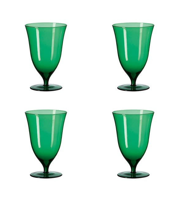 Set of Four Lavaux Glass Goblets - Creme de Menthe | OKA US