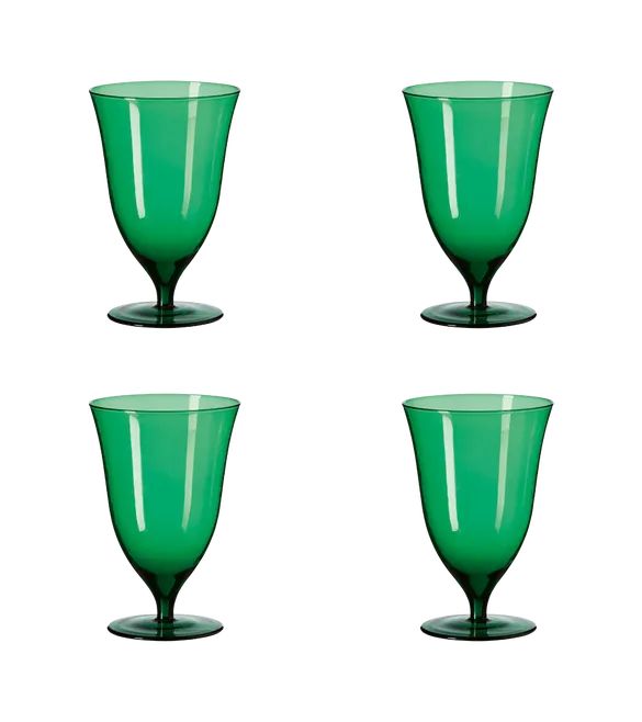 Set of Four Lavaux Glass Goblets - Creme de Menthe | OKA US