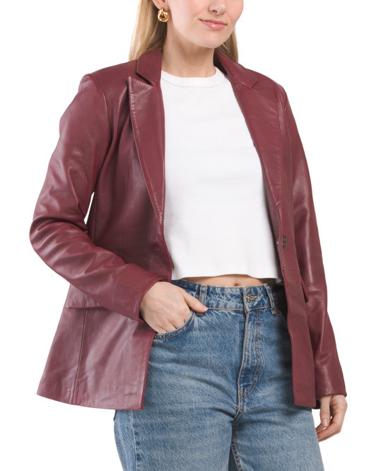 Genuine Leather Blazer | TJ Maxx