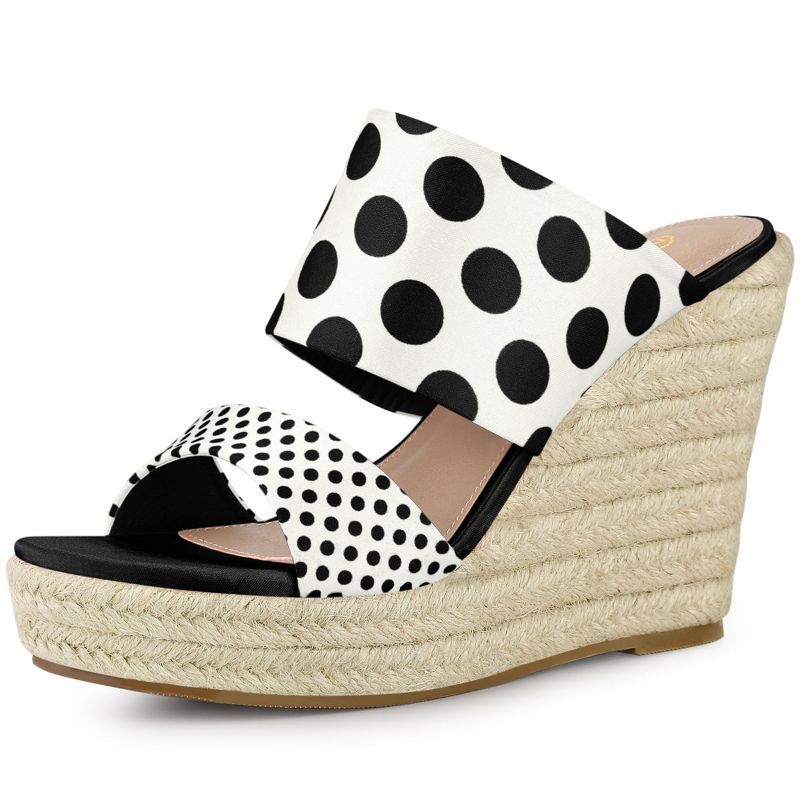 Allegra K Women's Polka Dots Platform Espadrille Wedge Heel Sandals | Target