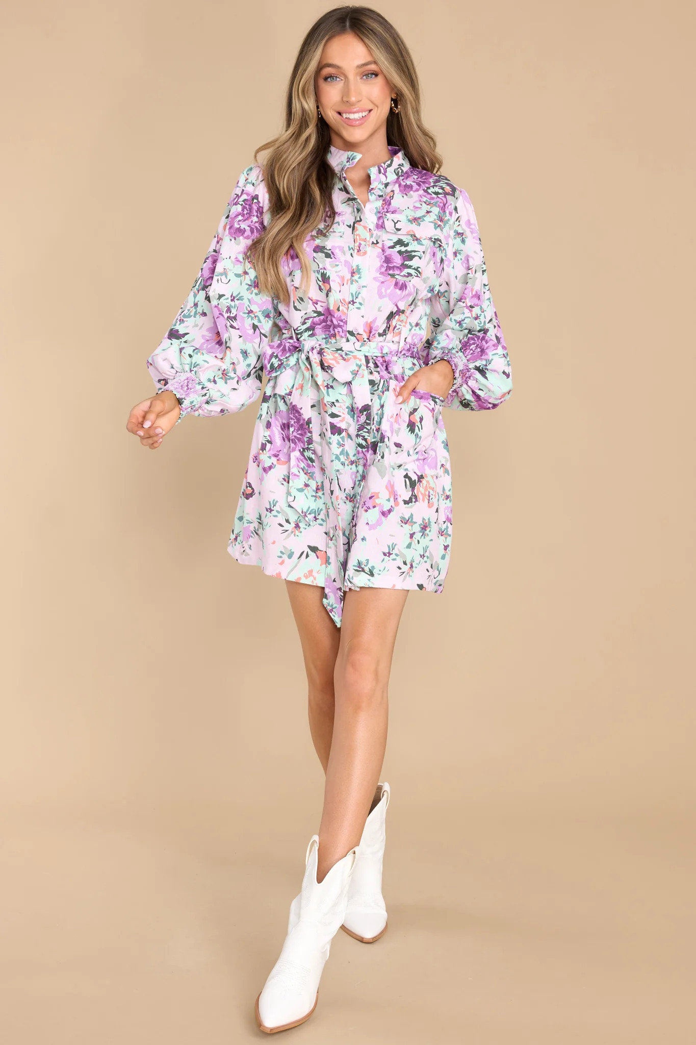Beginning To Flourish Lavender Multi Floral Print Dress | Red Dress 