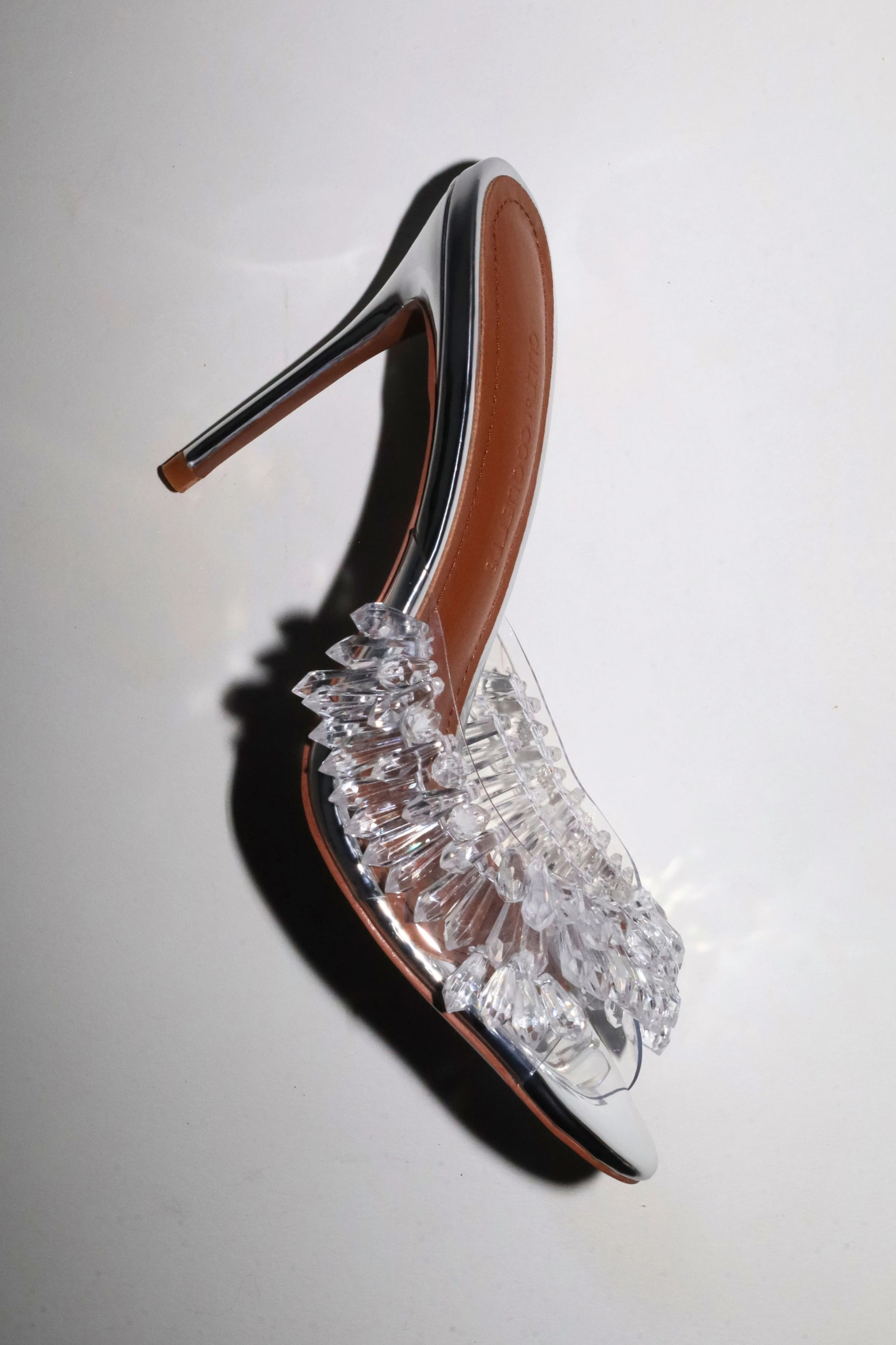 Goldie Clear Drip Chandelier Open Toe Mules 100 mm | CULT OF COQUETTE