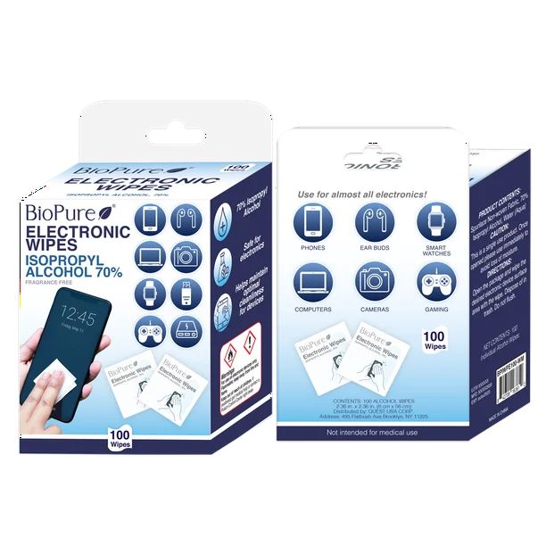 BioPure Phone Wipes, Ammonia Free Wet Wipes for Electronics, 100 Ct | Walmart (US)