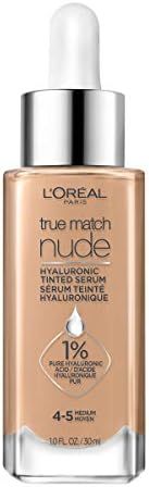 L'Oreal Paris True Match Nude Hyaluronic Tinted Serum Foundation with 1% Hyaluronic acid, Medium ... | Amazon (US)