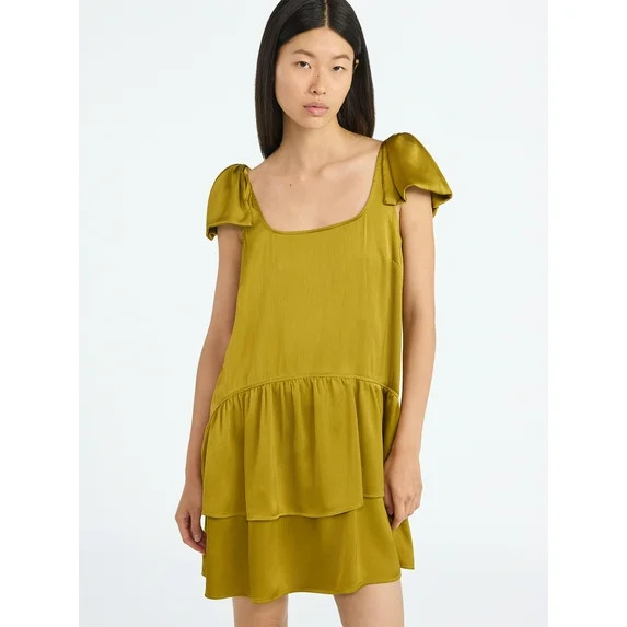 Scoop Women's Satin Bow Mini Dress, Sizes XS-XXL | Walmart (US)