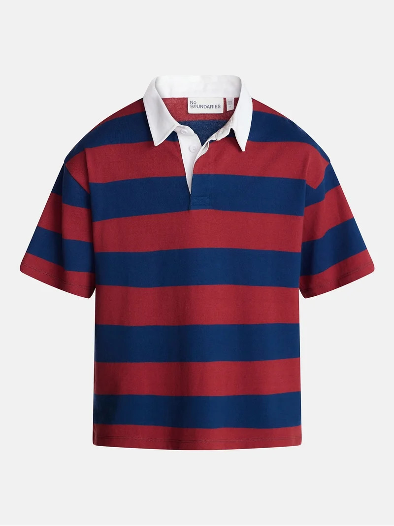 No Boundaries Striped Rugby Shirt with Short Sleeves, Men's XS-4XLT | Walmart (US)